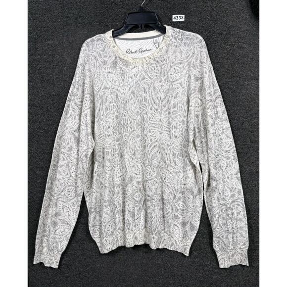 Robert Graham Sweater Mens 2XL Light Grey Taurus Classic Fit Linen Crewneck - Picture 1 of 7